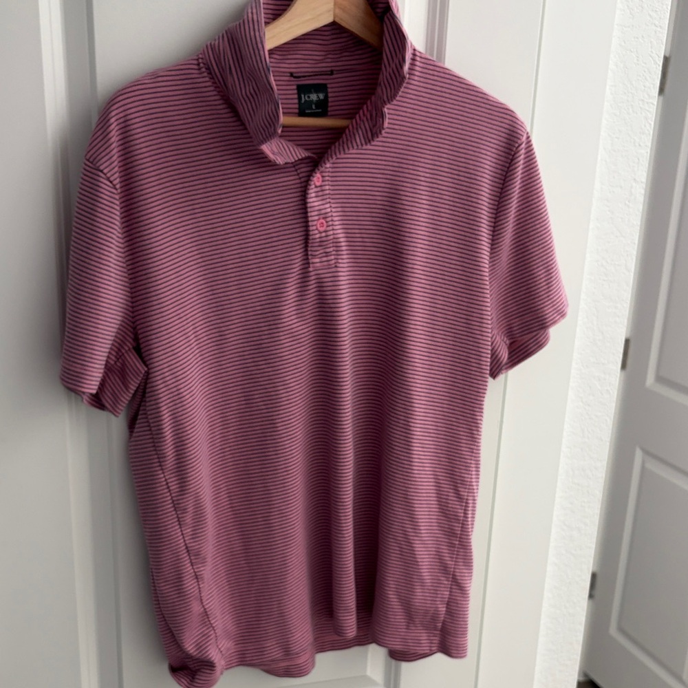 J. Crew Men's Polo Shirt - Pink Stripes